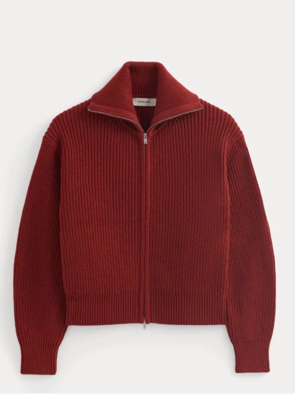 Everlane NWT The Full-Zip Sweater in Everyday Cotton | Merlot - Picture 2 of 4